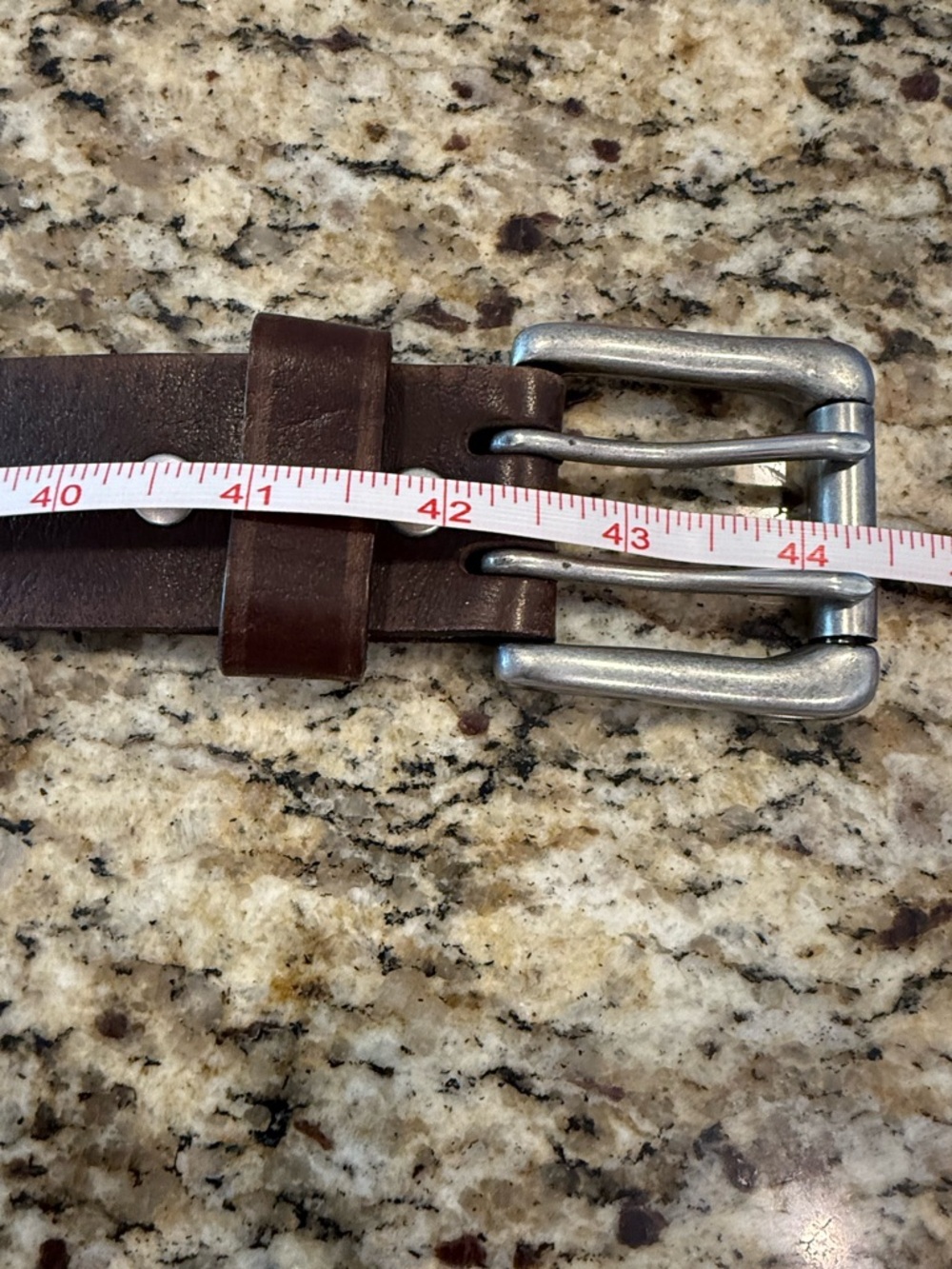 Old Navy brown genuine leather belt silver buckle SZ M - Picture 9 of 11